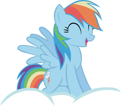 Size: 3200x2801 | Tagged: dead source, safe, artist:irishguy9001, imported from derpibooru, rainbow dash, pegasus, pony, ^^, cloud, cute, dashabetes, eyes closed, female, happy, open mouth, simple background, sitting, smiling, solo, spread wings, transparent background, vector, wings