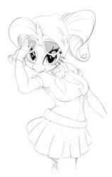 Size: 862x1361 | Tagged: safe, artist:sunibee, imported from derpibooru, rarity, anthro, camping outfit, female, glasses, solo