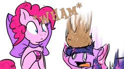 Size: 900x500 | Tagged: safe, artist:justagirlonline, imported from derpibooru, pinkie pie, twilight sparkle, ask cute twinkie pie, ask, bag, neck bow, tumblr