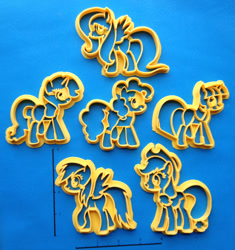 Size: 900x956 | Tagged: safe, artist:warpzone, imported from derpibooru, applejack, fluttershy, pinkie pie, rainbow dash, rarity, twilight sparkle, cookie cutter, custom, customized toy, food art, irl, photo