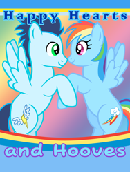 Size: 768x1024 | Tagged: safe, artist:ludiculouspegasus, imported from derpibooru, rainbow dash, soarin', female, hearts and hooves day, male, shipping, soarindash, straight, valentine