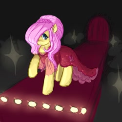 Size: 1000x1000 | Tagged: safe, artist:foxpony, imported from derpibooru, fluttershy, alternate hairstyle, clothes, dress