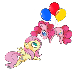 Size: 1349x1234 | Tagged: safe, artist:lustrous-dreams, imported from derpibooru, fluttershy, pinkie pie, balloon, female, flutterpie, lesbian, shipping, simple background, then watch her balloons lift her up to the sky, transparent background