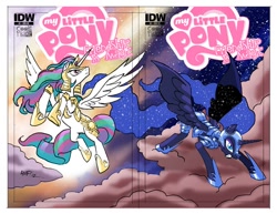 Size: 1000x773 | Tagged: safe, idw, imported from derpibooru, nightmare moon, princess celestia, princess luna, armor, comic, official, official comic