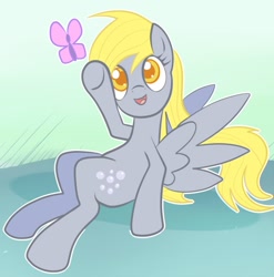 Size: 578x584 | Tagged: safe, artist:gsphere, imported from derpibooru, derpy hooves, butterfly, pegasus, pony, female, mare, underp