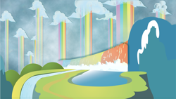 Size: 1920x1080 | Tagged: safe, artist:tviral, imported from derpibooru, cloud, no pony, rainbow waterfall, scenery, wallpaper, waterfall, winsome falls