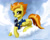 Size: 1100x873 | Tagged: safe, artist:johnjoseco, imported from derpibooru, spitfire, pegasus, pony, wonderbolts academy, beautiful, clothes, cloud, cloudy, female, looking at you, necktie, prone, smiling, solo, suit, sunglasses, uniform, wonderbolts dress uniform
