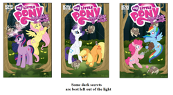 Size: 1261x689 | Tagged: safe, idw, imported from derpibooru, applejack, fluttershy, pinkie pie, rainbow dash, rarity, twilight sparkle, cover, issue 2, text
