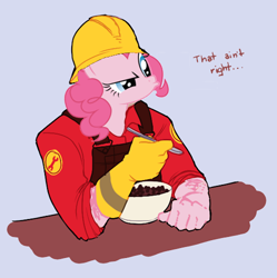 Size: 497x500 | Tagged: safe, edit, imported from derpibooru, pinkie pie, engineer, parody, team fortress 2