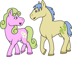 Size: 963x765 | Tagged: safe, artist:philosophypony, imported from derpibooru, daisy, flower wishes, goldengrape, sir colton vines iii, earth pony, pony, daisygrape, female, male, shipping, simple background, stallion, straight, transparent background