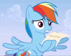 Size: 438x344 | Tagged: safe, imported from derpibooru, screencap, rainbow dash, wonderbolts academy, letter