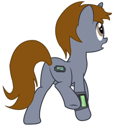 Size: 4394x4848 | Tagged: safe, artist:slowlearner46, imported from derpibooru, oc, oc only, oc:littlepip, pony, unicorn, fallout equestria, absurd resolution, butt, fallout, fanfic, fanfic art, female, mare, pipbuck, plot, raised leg, show accurate, simple background, solo, transparent background