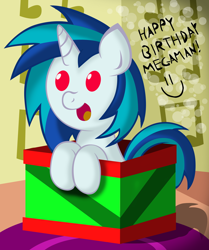 Size: 836x1000 | Tagged: safe, artist:ziemniax, imported from derpibooru, dj pon-3, vinyl scratch, box, filly