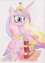 Size: 1134x1587 | Tagged: safe, artist:nancyksu, imported from derpibooru, princess cadance, book, traditional art