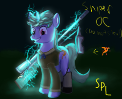 Size: 645x523 | Tagged: safe, artist:superlagg, imported from derpibooru, oc, oc only, pony, unicorn, gun, lightning, telekinesis