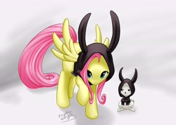 Size: 7014x4960 | Tagged: safe, artist:forgotten-wings, imported from derpibooru, angel bunny, fluttershy, absurd resolution, bunny ears, clothes, costume, hoodie