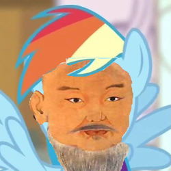 Size: 519x518 | Tagged: safe, edit, imported from derpibooru, rainbow dash, 1000 hours in ms paint, genghis khan, ms paint, wat