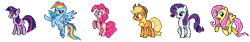 Size: 480x80 | Tagged: safe, artist:kevfin, imported from derpibooru, applejack, fluttershy, pinkie pie, rainbow dash, rarity, twilight sparkle, mane six, sprite