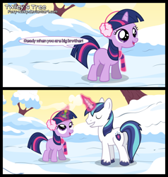 Size: 1500x1575 | Tagged: safe, artist:foxy-noxy, imported from derpibooru, shining armor, twilight sparkle, clothes, colt, comic, cute, earmuffs, filly, scarf, snow