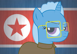 Size: 3507x2480 | Tagged: safe, artist:rainbowhairhuman, imported from derpibooru, trixie, alternate hairstyle, glasses, north korea