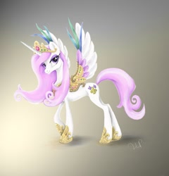 Size: 933x971 | Tagged: safe, artist:lueza-35, imported from derpibooru, fleur-de-lis, alicorn, pony, alicornified, female, fleur-de-corne, jewelry, princess, race swap, solo