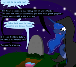 Size: 3000x2670 | Tagged: safe, artist:dazed-and-wandering, imported from derpibooru, princess luna, trixie, alicorn, pony, a christmas carol, a hearths warming carol, hilarious in hindsight