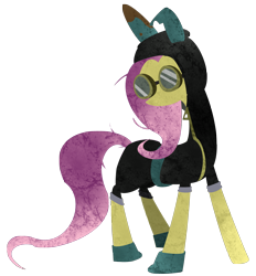 Size: 2600x2800 | Tagged: safe, artist:baxtermega, imported from derpibooru, fluttershy, pegasus, pony, magic duel, bunny ears, clothes, dangerous mission outfit, female, goggles, hoodie, hooves, lineless, mare, simple background, solo, transparent background, vector