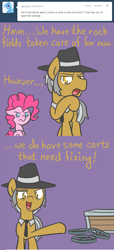 Size: 650x1429 | Tagged: safe, artist:atlur, deleted from derpibooru, imported from derpibooru, igneous rock pie, pinkie pie, ask the pie sisters, magic duel, ask, tumblr, wheel