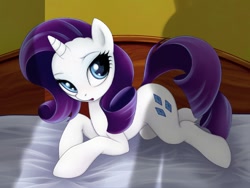 Size: 800x600 | Tagged: safe, artist:rainbow, edit, imported from derpibooru, rarity, pony, bed, mattress, shadow, solo