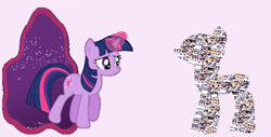 Size: 1058x538 | Tagged: artist needed, safe, artist:cupcakescankill, imported from derpibooru, twilight sparkle, missingno, magic duel, crossover, pokémon, ponified