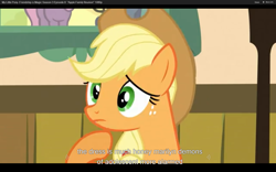 Size: 1680x1050 | Tagged: safe, imported from derpibooru, screencap, applejack, apple family reunion, youtube caption