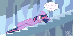 Size: 2000x1000 | Tagged: safe, artist:bossboi, imported from derpibooru, twilight sparkle, 12 days of christmas, stairs, twelve days of christmas