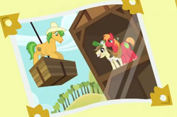 Size: 512x340 | Tagged: safe, imported from derpibooru, screencap, big macintosh, bushel, hayseed turnip truck, hoss, earth pony, pony, apple family reunion, apple family member, male, stallion