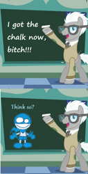 Size: 396x782 | Tagged: safe, imported from derpibooru, covalent bond, earth pony, pony, chalkboard, chalkzone, covalent board, exploitable meme, glasses, meme, snap (chalkzone)