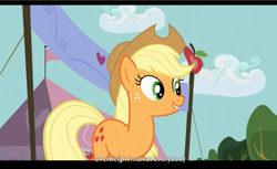 Size: 1680x1028 | Tagged: safe, imported from derpibooru, screencap, applejack, apple family reunion, youtube caption