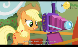 Size: 1680x1028 | Tagged: safe, imported from derpibooru, screencap, applejack, apple family reunion, youtube caption