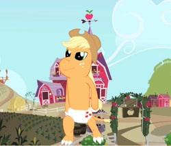 Size: 804x685 | Tagged: safe, imported from derpibooru, applejack, claws, cutie mark diapers, diaper, wat