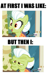 Size: 1212x1876 | Tagged: safe, imported from derpibooru, granny smith, apple family reunion, meme, text, young granny smith