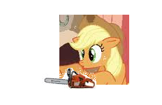 Size: 232x150 | Tagged: safe, edit, imported from derpibooru, applejack, chainsaw