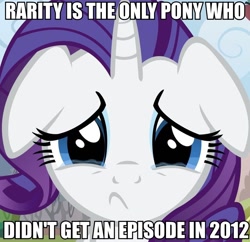 Size: 896x868 | Tagged: safe, imported from derpibooru, rarity, pony, caption, image macro, ishygddt, rarisad, sad, solo, text