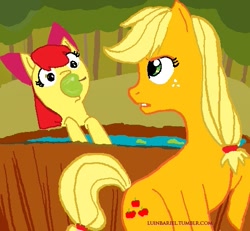 Size: 487x450 | Tagged: safe, artist:luinbariel, imported from derpibooru, apple bloom, applejack, 30 minute art challenge, apple