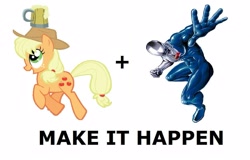 Size: 1249x799 | Tagged: safe, imported from derpibooru, applejack, pony, all caps, exploitable meme, make it happen, meme, meta, pepsi, pepsiman, soda