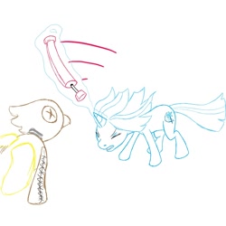 Size: 1000x1000 | Tagged: safe, artist:paperori, imported from derpibooru, trixie, pony, unicorn, doll, female, fight, levitation, magic, mare, telekinesis, x eyes