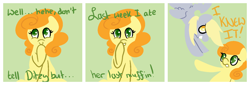 Size: 1580x540 | Tagged: safe, artist:robynne, imported from derpibooru, carrot top, derpy hooves, ditzy doo, golden harvest, comic