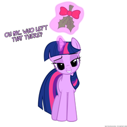 Size: 1750x1750 | Tagged: dead source, safe, artist:navitaserussirus, imported from derpibooru, twilight sparkle, bedroom eyes, bronybait, holly, holly mistaken for mistletoe, lip bite