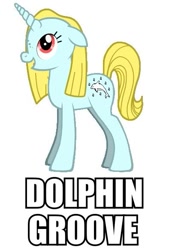 Size: 401x582 | Tagged: safe, imported from derpibooru, oc, oc only, oc:dolphin groove, dolphin, pony, unicorn, pony creator, caption, female, image macro, mare, meme, solo