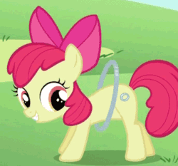 Size: 344x320 | Tagged: safe, imported from derpibooru, screencap, apple bloom, earth pony, pony, the cutie pox, animated, cropped, cutie pox, fake cutie mark, female, filly, loop, loop-de-hoop, solo