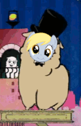 Size: 180x280 | Tagged: safe, artist:detectivebuddha, imported from derpibooru, derpy hooves, alpaca, pegasus, pony, animated, dancing, female, hat, mare, solo, top hat, tumblr, wat