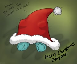 Size: 900x750 | Tagged: safe, artist:spoons, imported from derpibooru, fluffy pony, christmas, cute, hat, hugbox, santa hat