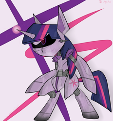 Size: 2600x2800 | Tagged: safe, artist:wonder-waffle, imported from derpibooru, twilight sparkle, robot, semi-anthro, solo